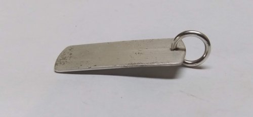 Judy Larson's Dog Tag Style Necklace - , Metalwork, How To Punch Holes, Hole Punching, Punch A Hole, Open the 16-gauge jump ring and insert into the hole in the tag.